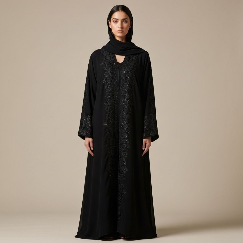 Elegant Black Embroidered Abaya