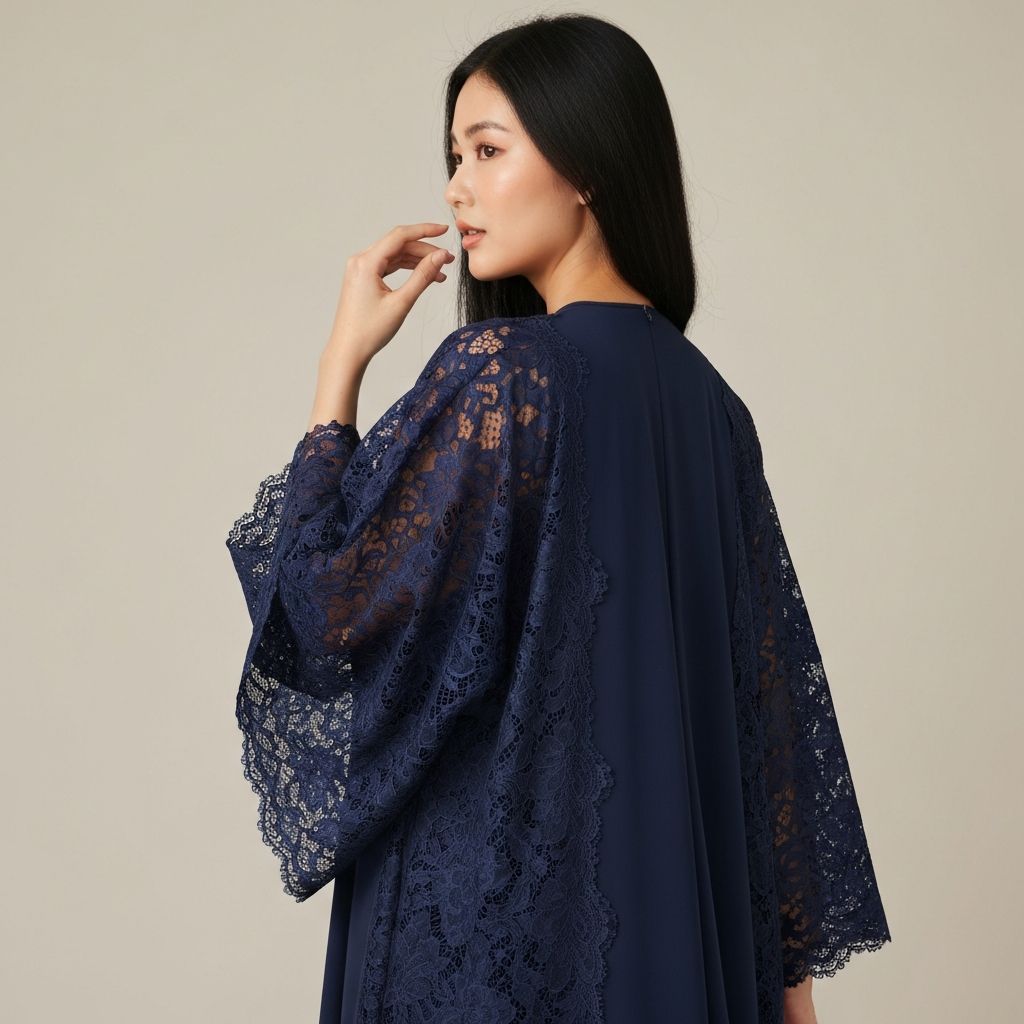 Navy Blue Lace Abaya